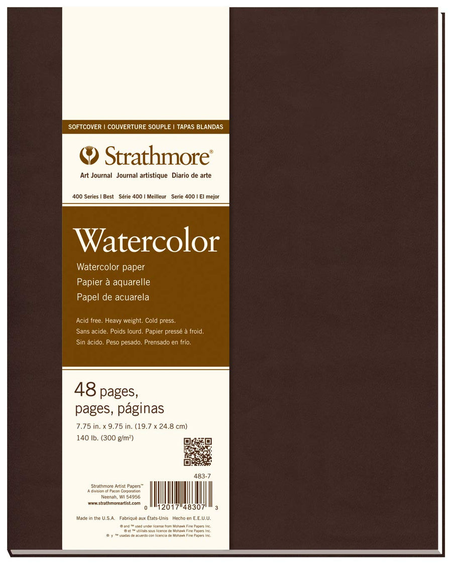 483-7 Softcover Watercolor Art Journal, 7.75 x 9.75, White, 24 Sheets