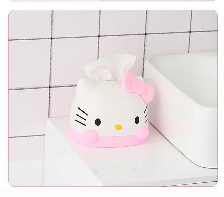 N/C Kawaii Pink Hello Kitty Tissue Box for Living Room Bedroom Bathroom car Office,Tissue Dispenser Box, Table Decoration, 6.8 x 6.7 x 6.6 ''