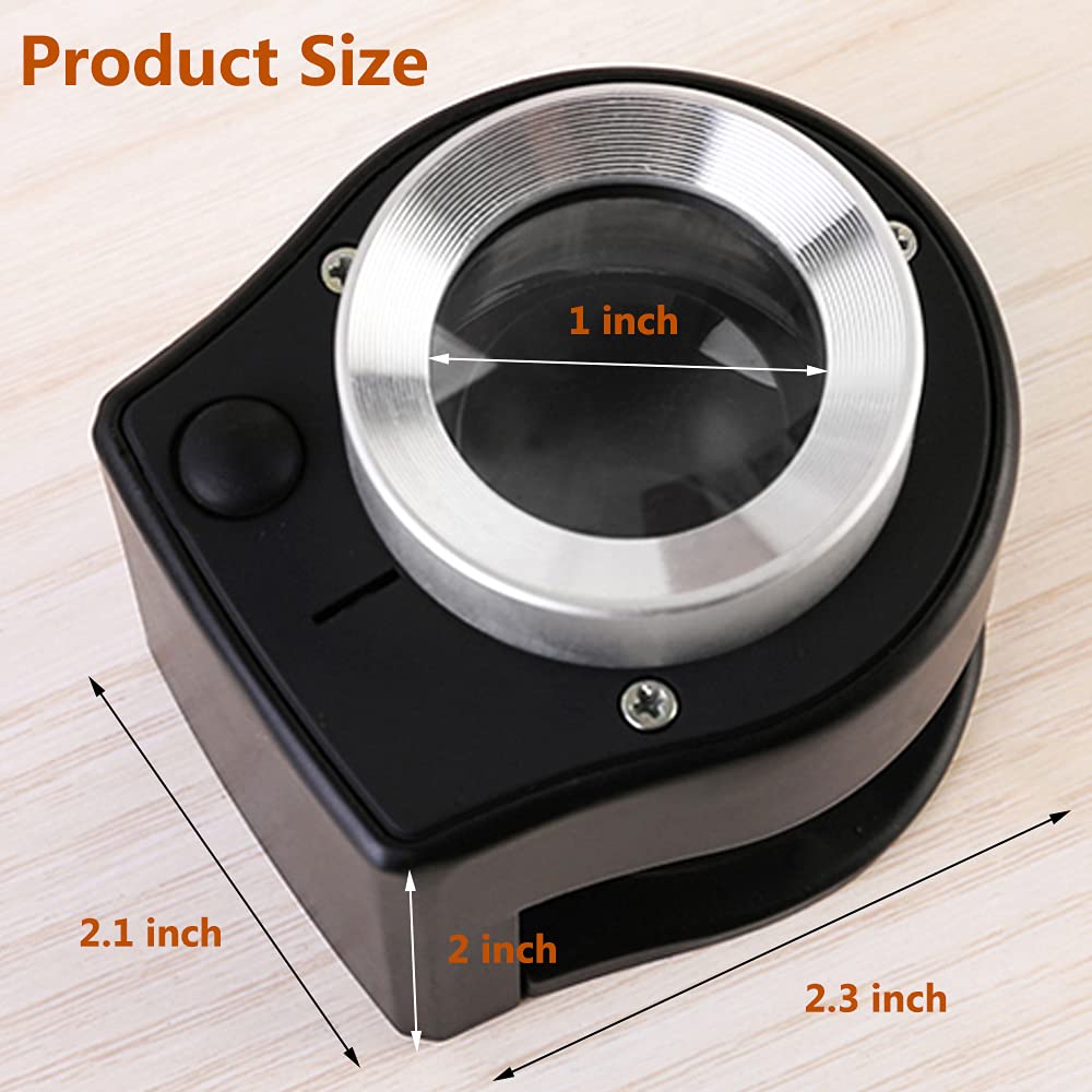 30X Loupe Magnifier with 6 LED Lights, Rechargeable Portable Desktop Jewelers Loupe, Magnifying Glass with Purple Light and White Light Jewelry Tool for Coins, Jewelry, Currency, and Stamps