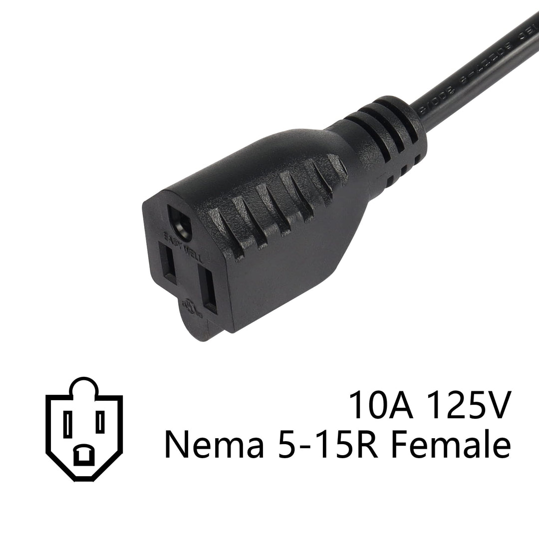 1ft C14 to C13 and NEMA 5-15R Y Splitter Power Cord, IEC 320 C14 Male to C13 Female & Nema 5-15R Female Splitter Power Cable(C14-C13/5-15R)