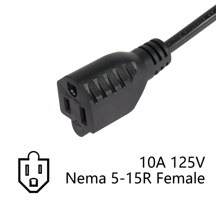 1ft C14 to C13 and NEMA 5-15R Y Splitter Power Cord, IEC 320 C14 Male to C13 Female & Nema 5-15R Female Splitter Power Cable(C14-C13/5-15R)
