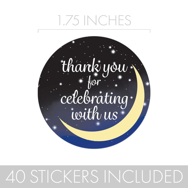 I Love You to The Moon and Back Thank You Stickers - 1.75 in - 40 Labels