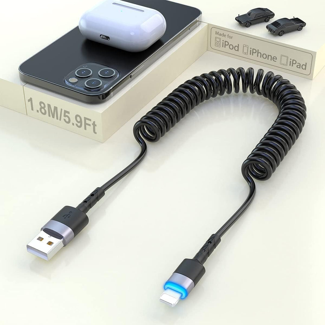 2 in 1 Wireless CarPlay Adapter and Android Auto Wireless Adapter CarPlay Wireless Adapter Convert Wired to Wireless- Wireless CarPlay Dongle Built in Netflix YouTube Coiled Lightning Cable