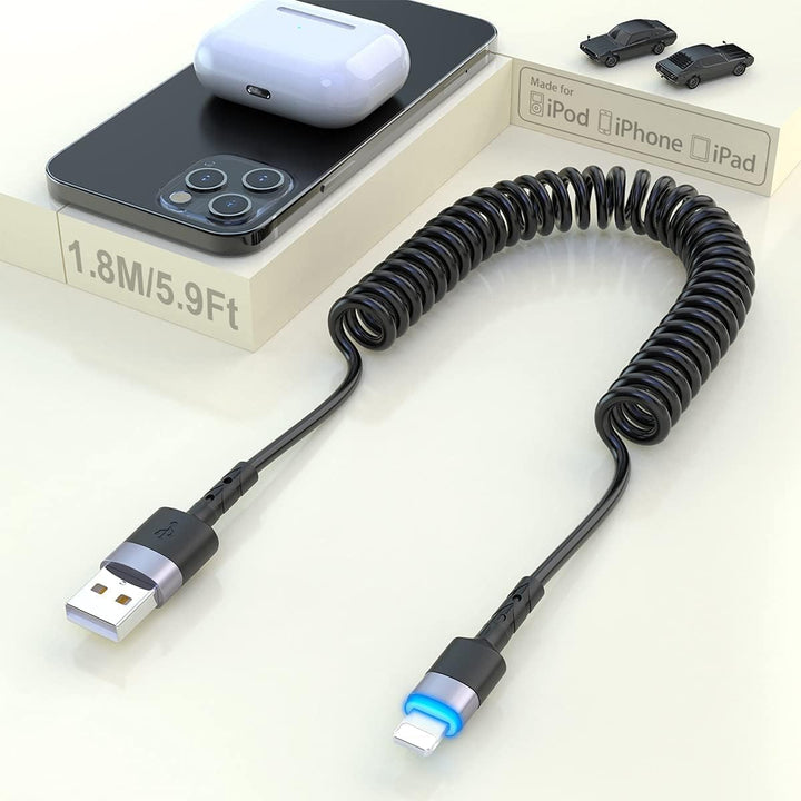 2 in 1 Wireless CarPlay Adapter and Android Auto Wireless Adapter CarPlay Wireless Adapter Convert Wired to Wireless- Wireless CarPlay Dongle Built in Netflix YouTube Coiled Lightning Cable