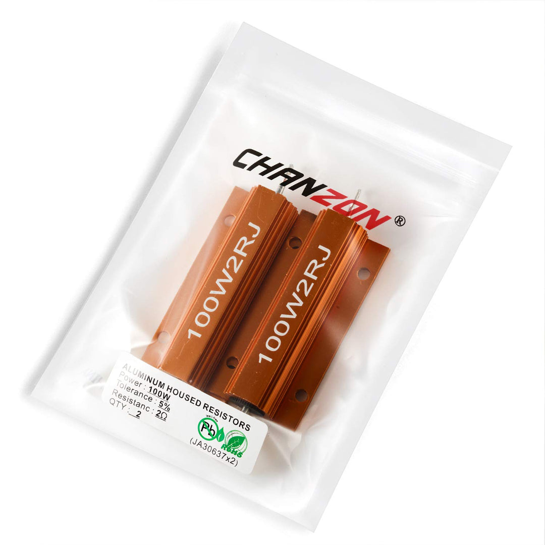 Chanzon 2pcs Wirewound Aluminum Shell Resistor 2 O ohm 100W ±5% Tolerance 2R Rohs Certified