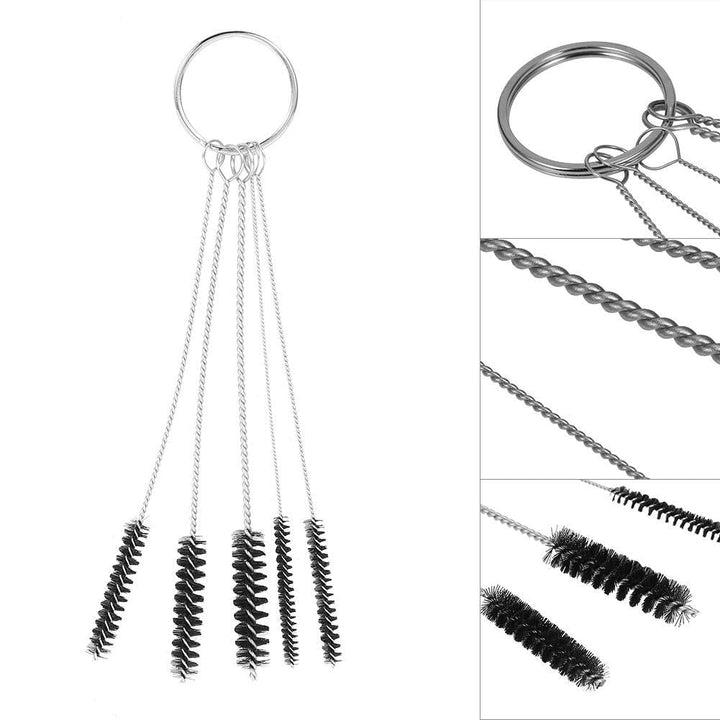 Brush Cleaning Bottle, 5Pcs / Set Nylon Bottle Brushes, Spray Gun Nozzle Tip Brush Cleaning Tube Cleaning Brush System