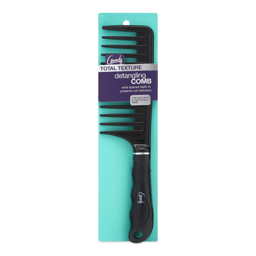 Total Texture Detangling Handle Comb, Wide Spaced Teeth Preserve Curl Definition, Pain-Free Hair Accessories for Women & Girls, Durable for Everyday and Professional Use, Black