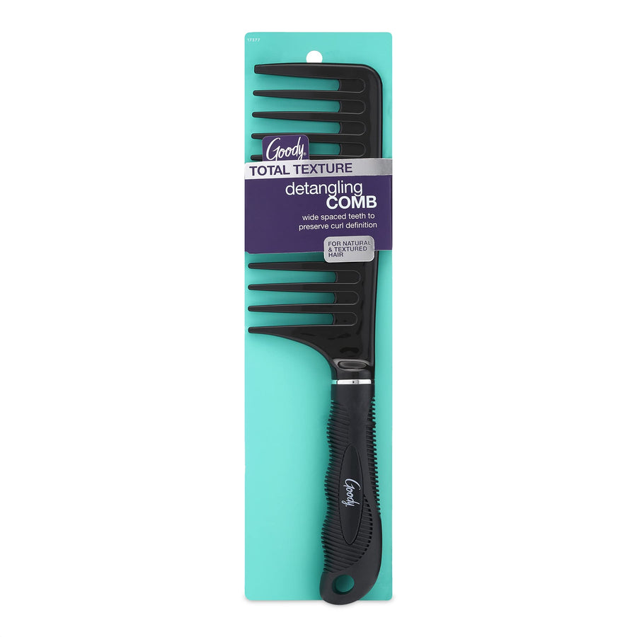 Total Texture Detangling Handle Comb, Wide Spaced Teeth Preserve Curl Definition, Pain-Free Hair Accessories for Women & Girls, Durable for Everyday and Professional Use, Black