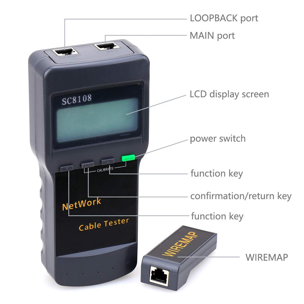 SC-8108 Digital Twisted Wire Meter Test Cat5 RJ45 STP UTP LAN Phone Coaxial Network Cable Tester Equipment