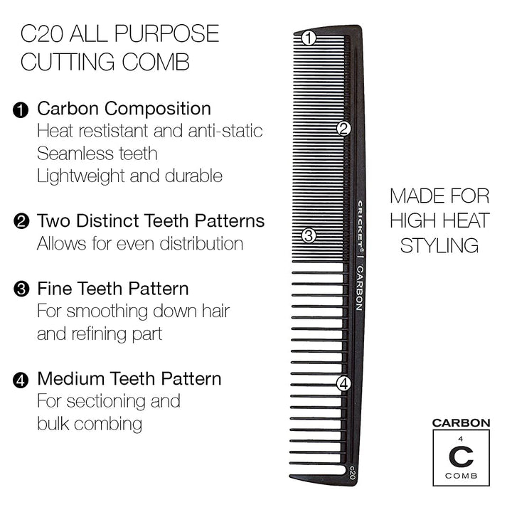Carbon Hair Comb (Various Styles) C-20 All-Purpose AD