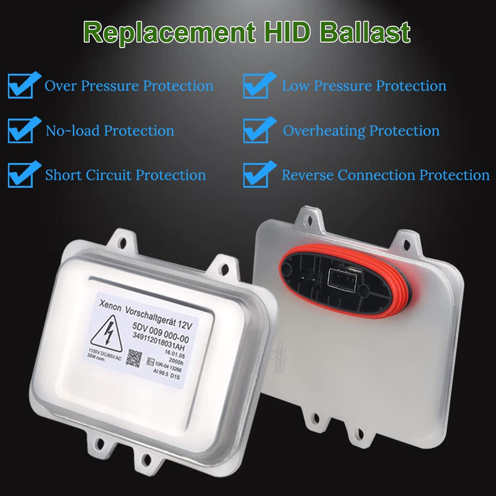 HID Headlight Ballast Replacement for 5DV 009 000-00 5DV00900000 Compatible with Cadillac Escalade BMW E60 Town & Country 5-series Jaguar Volkswagen Lincoln Chrysler Xenon HID Ballast