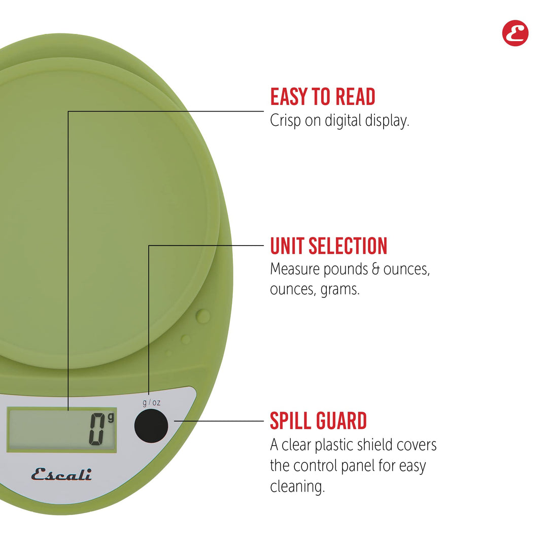 Primo Digital Kitchen Scale 11Lb/5Kg, Tarragon Green