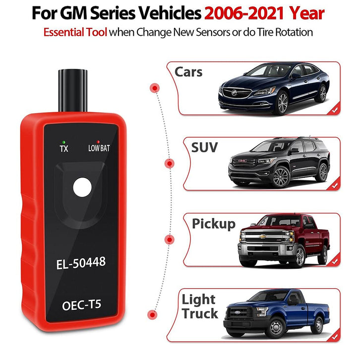 TPMS Relearn Tool for GM Automotive OEC-T5 EL 50448 for GM/Buick/Chevy/Cadillac Series Vehicles 2006-2022 Tire Pressure Monitor Sensor TPMS Reset Activation Tool 2022 Edition, Red