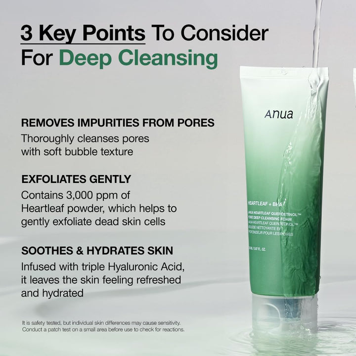 Heartleaf Quercetinol Pore Deep Cleansing Foam, Facial Cleanser, for Double Cleansing, BHA, Hyaluronic Acid, Glycerin, Face Wash, Blackhead Remover, Korean Skincare (150ml/5.07 fl.oz.)
