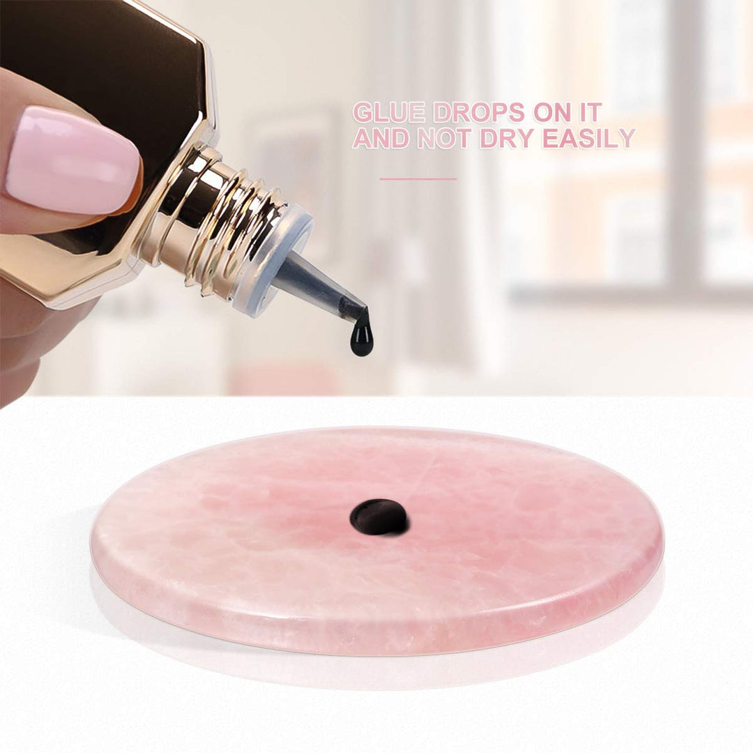 1PCS grafted Eyelash Jade Stones Eyelash Extension Glue Pallet Holder Round Pallet pad (Pink)