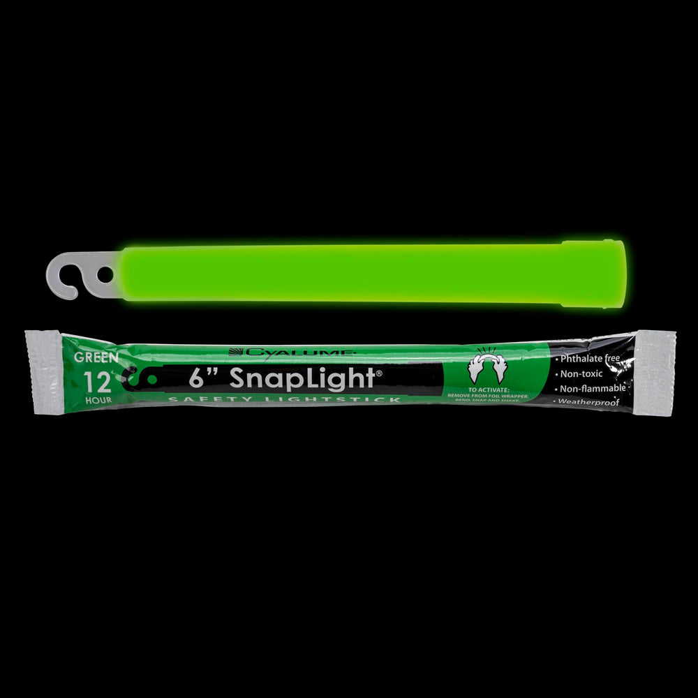 Glow Sticks Military Grade Lightstick - Premium Green 6” SnapLight Emergency Chemical Light Stick with 12 Hour Duration , 10 Pack