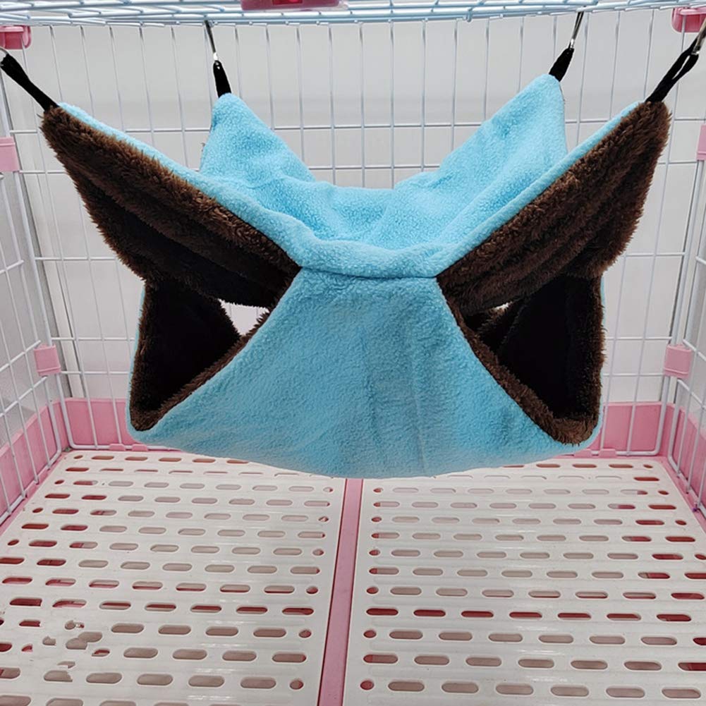 Bird Nest Double Layer Hanging Hammock Bed Toy for Parrot Parakeet Cockatiel Conure Cockatoo African Grey Amazon Lovebird Finch Budgie Hamster Rat Gerbils Chinchilla Cage Perch (Blue)