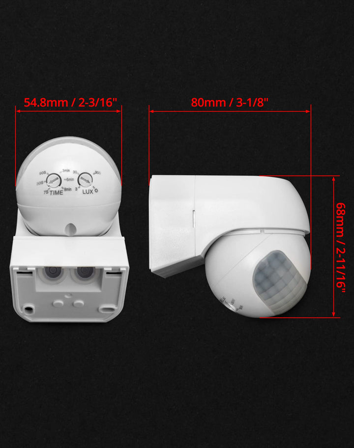 110-220V PIR Motion Sensor Light Switch, 2 Pack, High Sensitive Waterproof Wall Sensor Light Switch for Outdoor&Indoor, 49-98FT Detection Distance