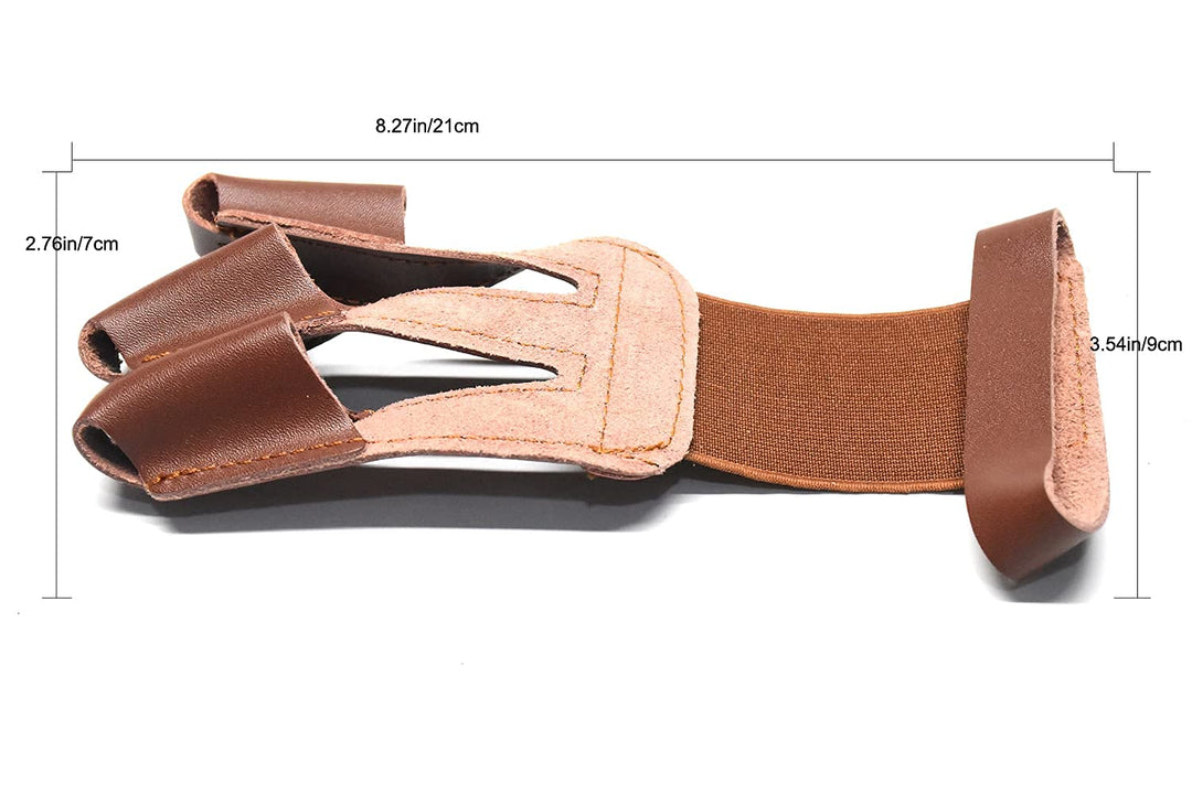 Leather Archery Hand Glove Finger Tab Hand Guard Protector Long Bow for Right Hand 3 Fingers Brown
