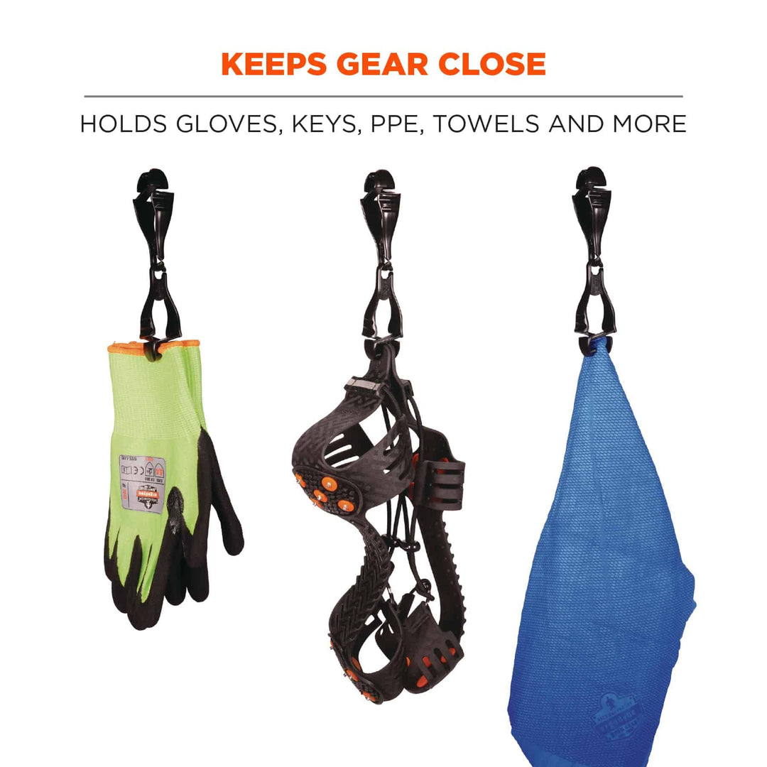 Squids 3400 Glove Clip Holder with Dual Clips, Black, 1 Count (Pack of 1)
