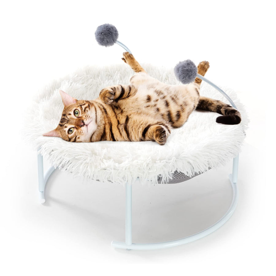 Cat Bed Pet Hammock Bed with a Plush Mat, Free-Standing Floor Hammock Elevated Cat Sleeping Bed, Detachable Breathable Easy Assembly Dog Bed Pet Hanging Bed Indoors Outdoors