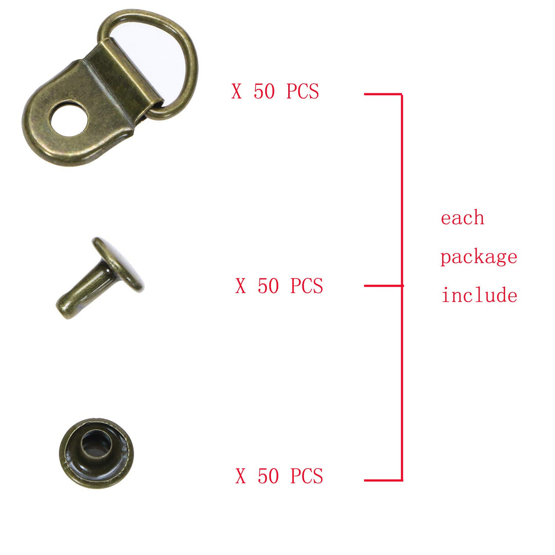 50 Pieces Shoe Boot Lace Hooks Buckle Rivets Loop Ring with Rivets, Shoe Boot Buckle (Bronze)