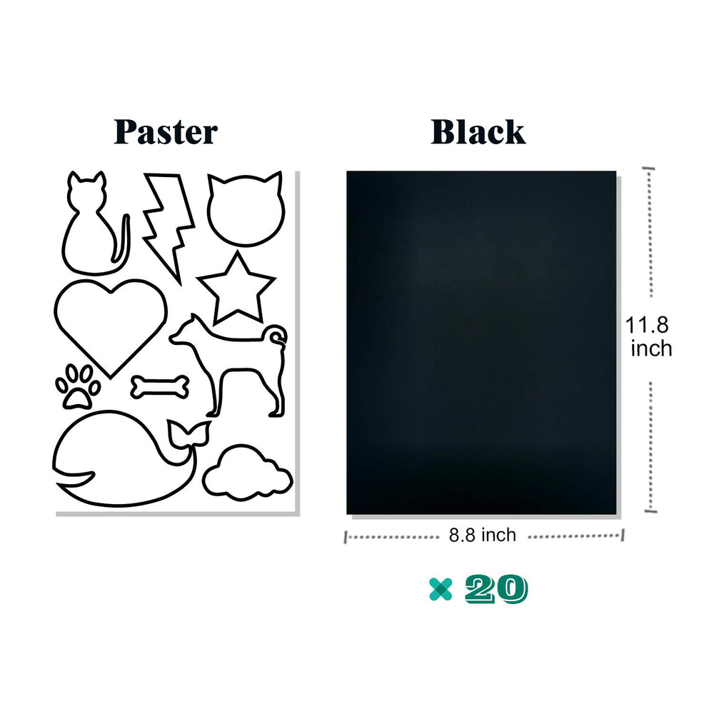 20 Pcs Self Adhesive Velvet Sheet,Self Adhesive Flocked Fabric for Jewelry Drawer, Storage Box Lining (Black)