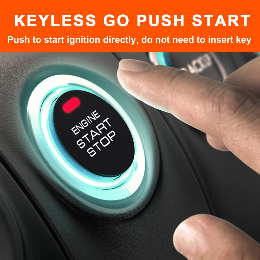 Car Keyless Entry Security Alarm System + Remote Engine Starter + Push to Start Stop Iginition Kit Button