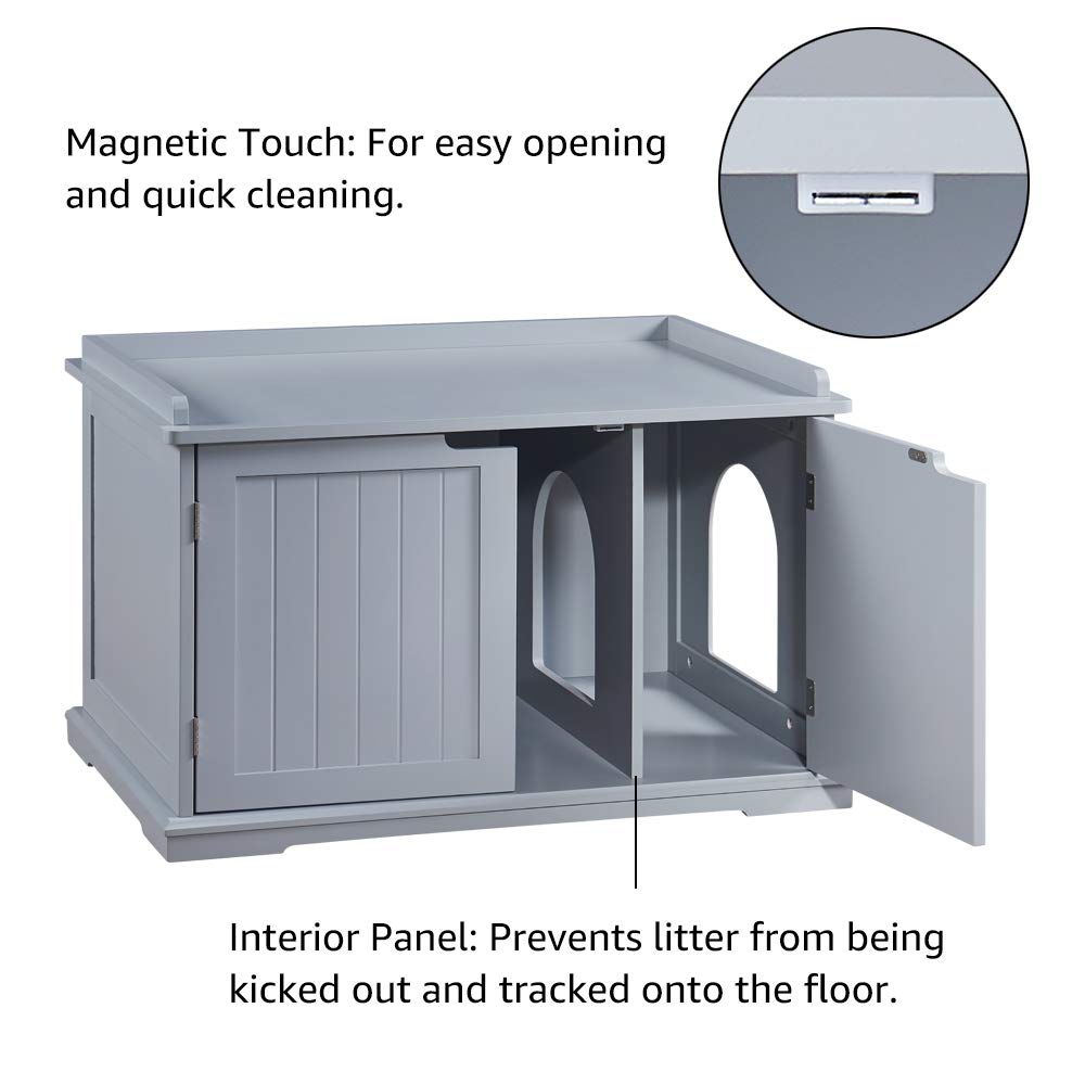 Cat Litter Box Enclosure Furniture, Cat Washroom, Hidden Litter Box Cover, Cabinet for Large Cat, Dog Proof Cat Litter Boxes, Hideaway Litter Box, Cat House, Grey