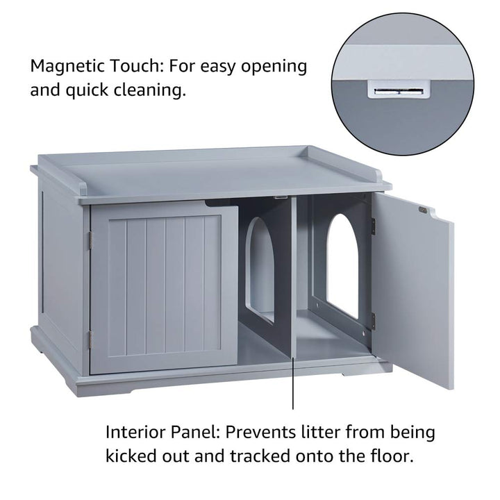 Cat Litter Box Enclosure Furniture, Cat Washroom, Hidden Litter Box Cover, Cabinet for Large Cat, Dog Proof Cat Litter Boxes, Hideaway Litter Box, Cat House, Grey