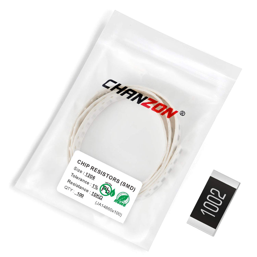 Chanzon 100pcs 1206 SMD Resistor 10K O ohm 1/4W 0.25W ±1% Tolerance Thick Film 10KR SMT Chip Resistors Rohs Certificated
