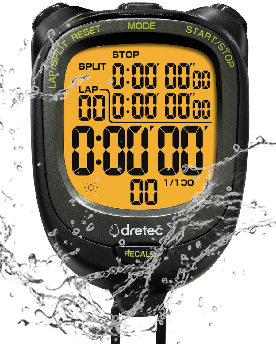 Digital Stopwatch Waterproof Alarm Calender for Swimming Running Training Kids Coaches Black