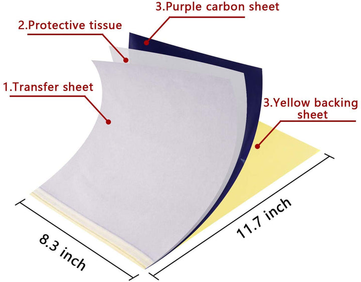 Tattoo Transfer Paper 25pcs Professional Tattoo Stencil Transfer Paper for Tattoo Kits Tattoo Supplies,8.5 X 11, A4 Size,Tattoo Supplies