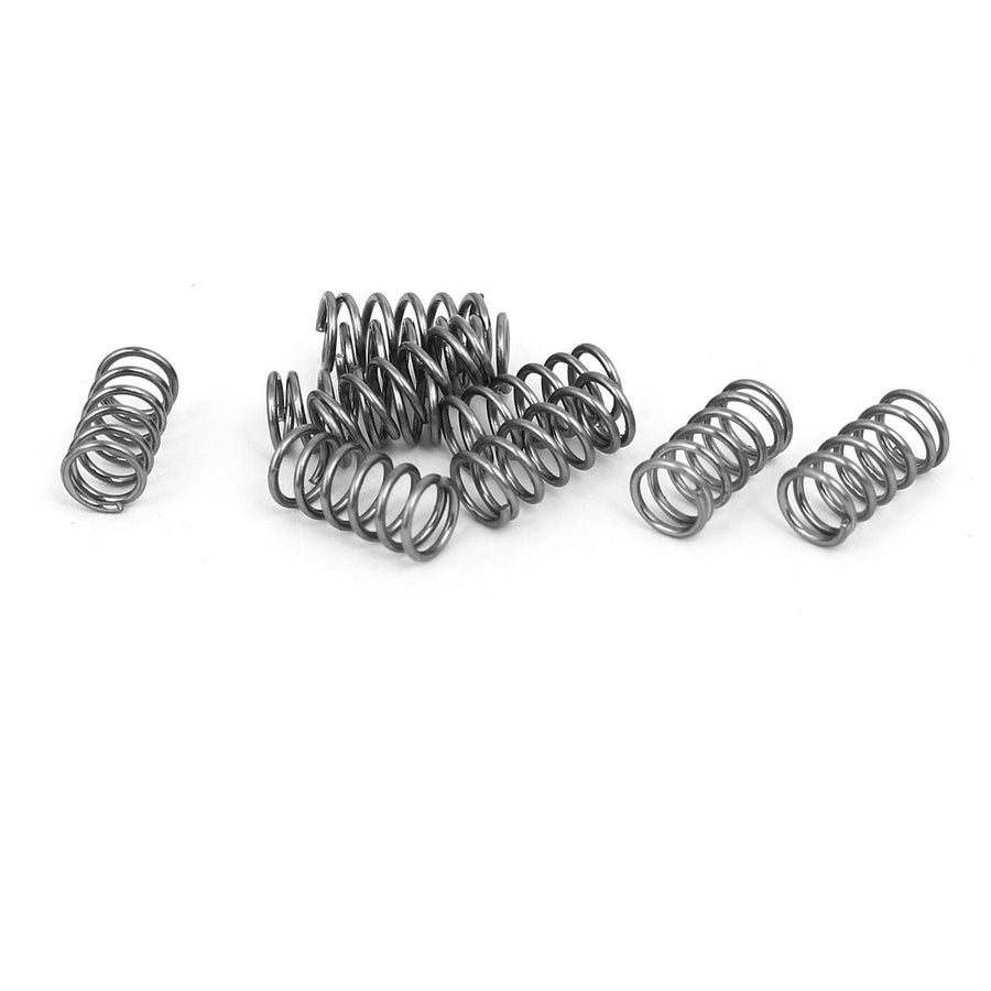 Compression Spring,304 Stainless Steel,5mm OD,0.6mm Wire Size,10mm Free Length,Silver Tone,10Pcs