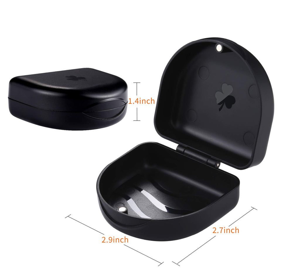(2 Pack) Retainer Case,Solid Orthodontic Retainer Case-black