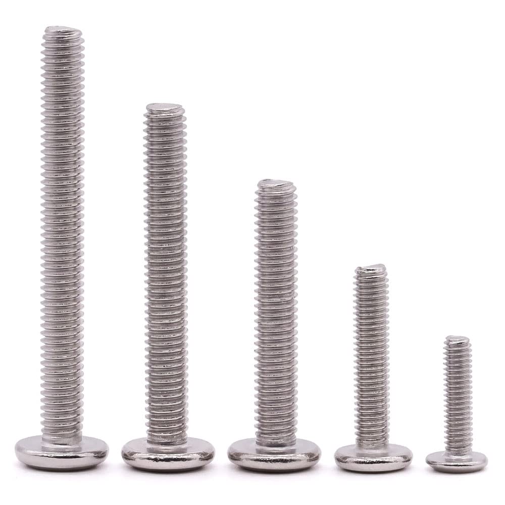 M3 x 10mm (100 PCS) Round Phillips Drive Head Binding Screws, Machine Screws, 304 Stainless Steel 18-8, Full Thread, Furniture Screws Connector Bolts