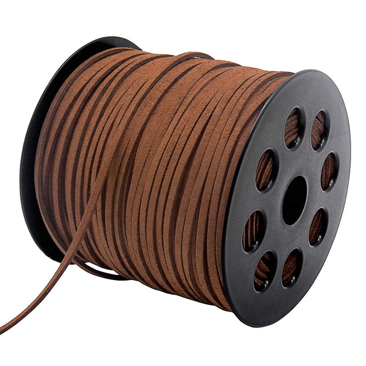 Leather String, 100 Yards 2.6mm Flat Suede Cord, Faux Leather Cord for Jewelry Making, Necklaces, Bracelets, Dream Catchers and DIY Crafts (Brown)