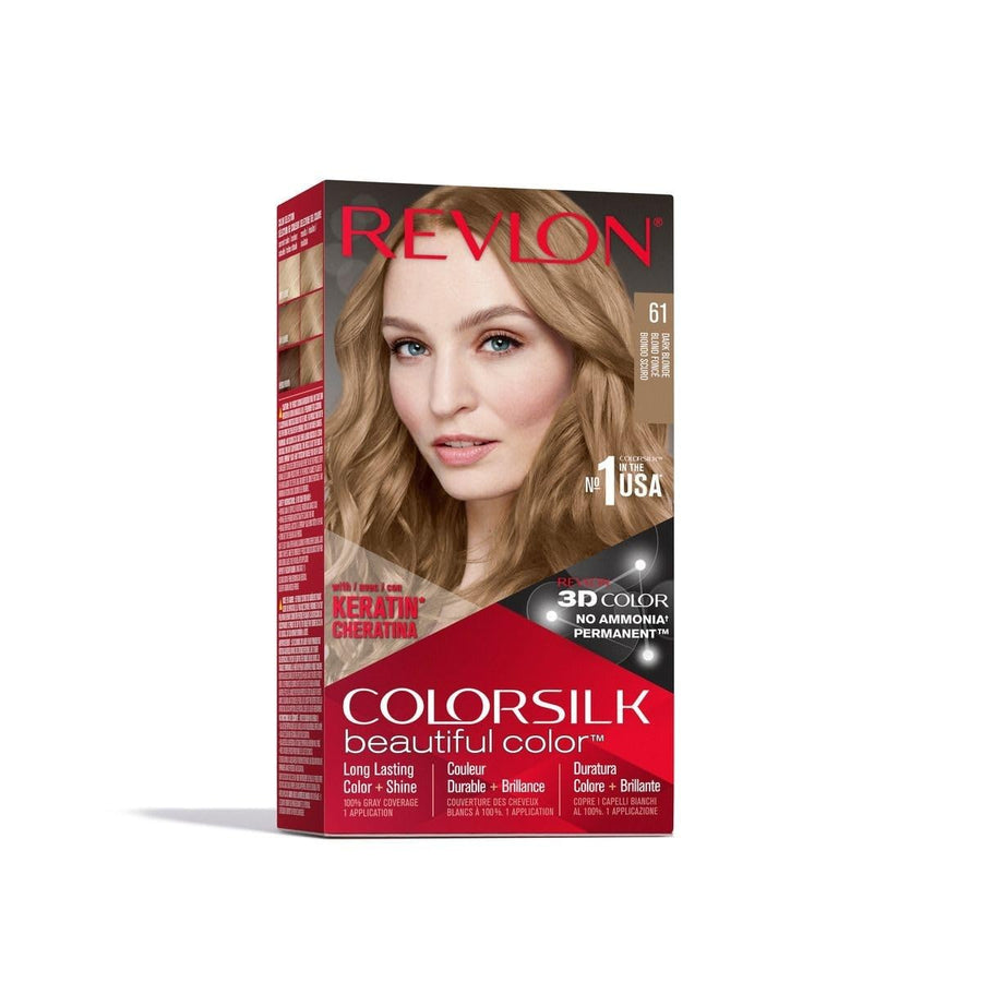 Revlon Colorsilk Beautiful Color, Permanent Hair Color with Keratin, 40ml + 40ml + 11.8ml - 61 Dark Blonde (Pack of 1)