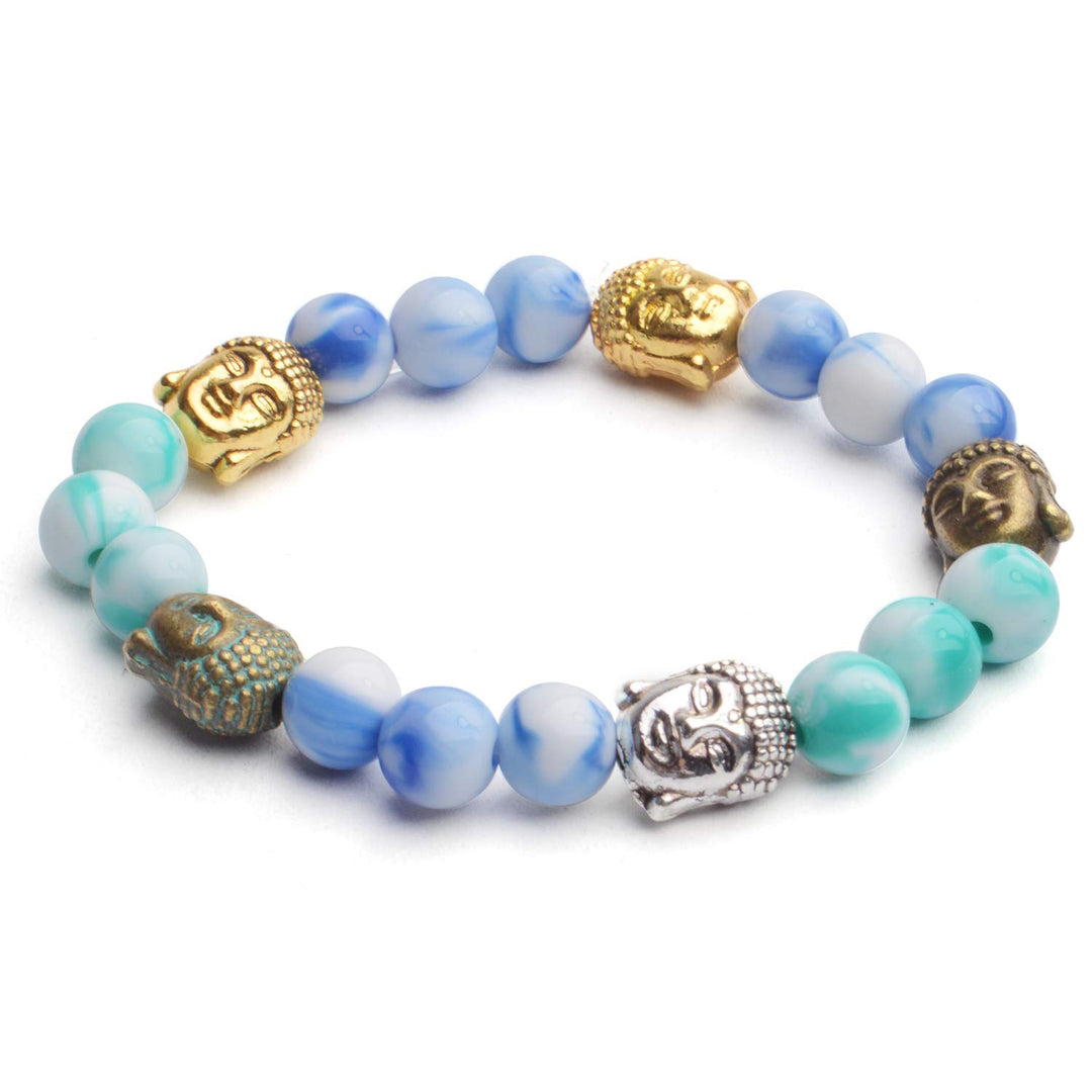 36pcs 6 Colors Buddha Head Beads Tibetan Alloy Charm Connector Beads Loose Spacer Beads for DIY Bracelet Necklace Jewelry Making and Crafting