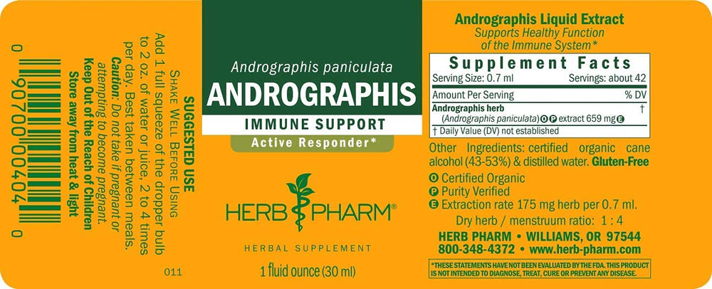 Andrographis Liquid Extract for Immune System Support, 1 Fl Oz (Pack of 1) (DANDRO01)