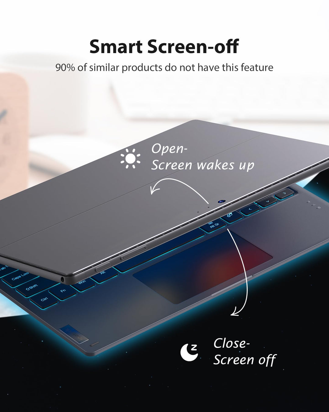 Surface Pro 7 Keyboard, Bluetooth 5.0, 7-Color Backlight, Compatible with Surface Pro 7/7+/6/5/4, KB02026 Gray