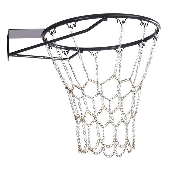 Galvanized Steel Chain Basketball Net, Chain Goal Basketball Net Replacement, Heavy Duty 12 Hooks Basketball Net Hoops, for Outdoor Indoor Standard Training Sports Goods