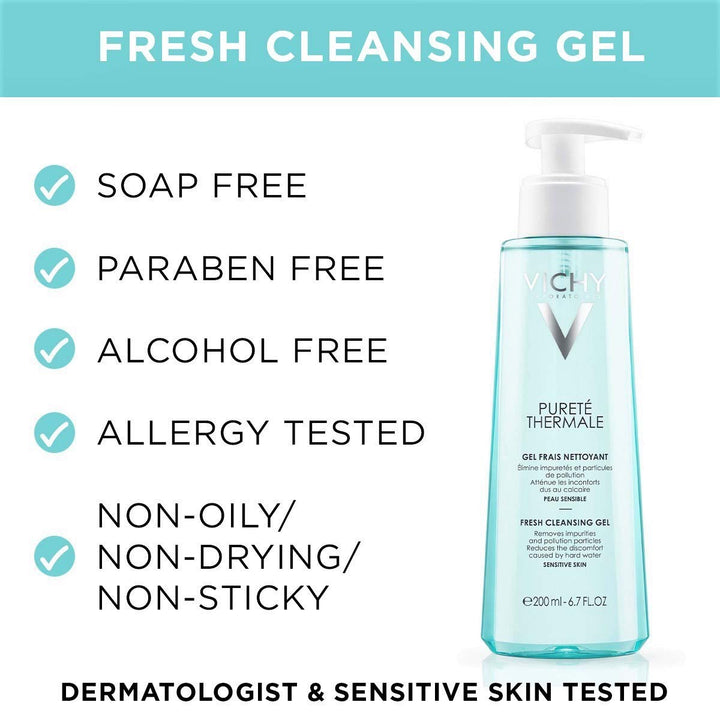 Pureté Thermale Fresh Cleansing Gel Face Wash, Facial Cleanser & Makeup Remover with Vitamin B5 to Cleanse & Remove Impurities , 6.76 Fl Oz (Pack of 1)