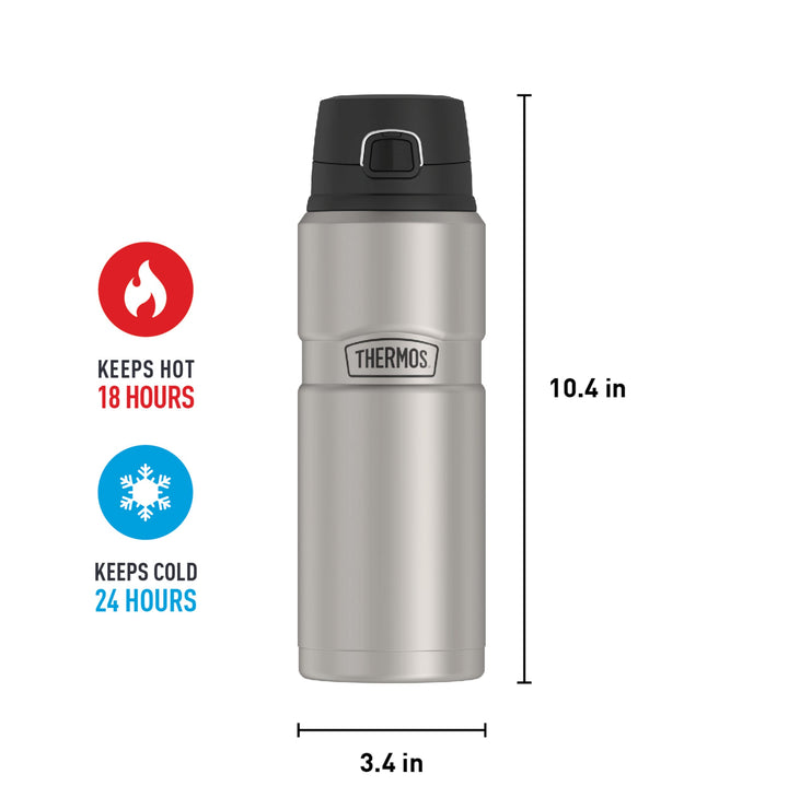 Stainless King Vacuum-Insulated Drink Bottle, 24 Ounce, Matte Steel