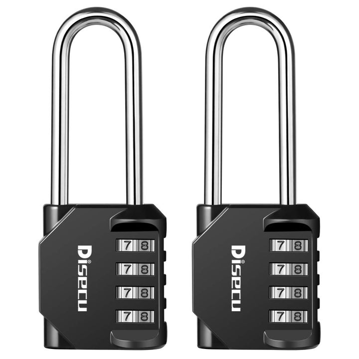 2 Pack 2.6 Inch Long Shackle Combination Lock, 4 Digit Outdoor Waterproof Padlock for School Gym Locker, Sports Locker, Storage Unit, Gate, Fence, Toolbox (Black)
