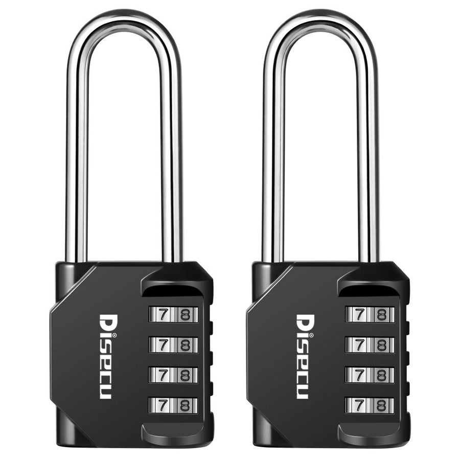 2 Pack 2.6 Inch Long Shackle Combination Lock, 4 Digit Outdoor Waterproof Padlock for School Gym Locker, Sports Locker, Storage Unit, Gate, Fence, Toolbox (Black)