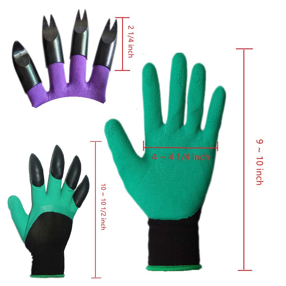 2 Pairs Garden Gloves with Claws -for Digging - Waterproof, Best Gardening Gifts for Men and Women(New Green)