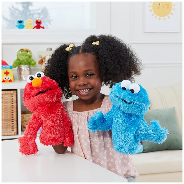 Sesame Street Official Cookie Monster Muppet Plush Hand Puppet, Premium Plush Toy for Ages 1 & Up, Blue, 11”