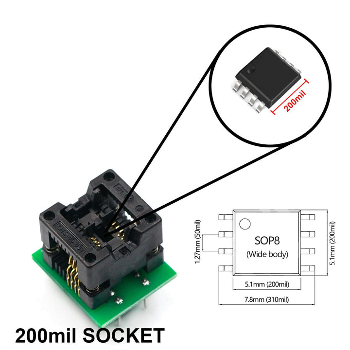 SOP8 to DIP8,SOP16 to DIP16 IC Programmer Socket Converter Adapter Module 2PCS(SOP8 200mil+SOP16 150mil) Wide Body Narrow Body