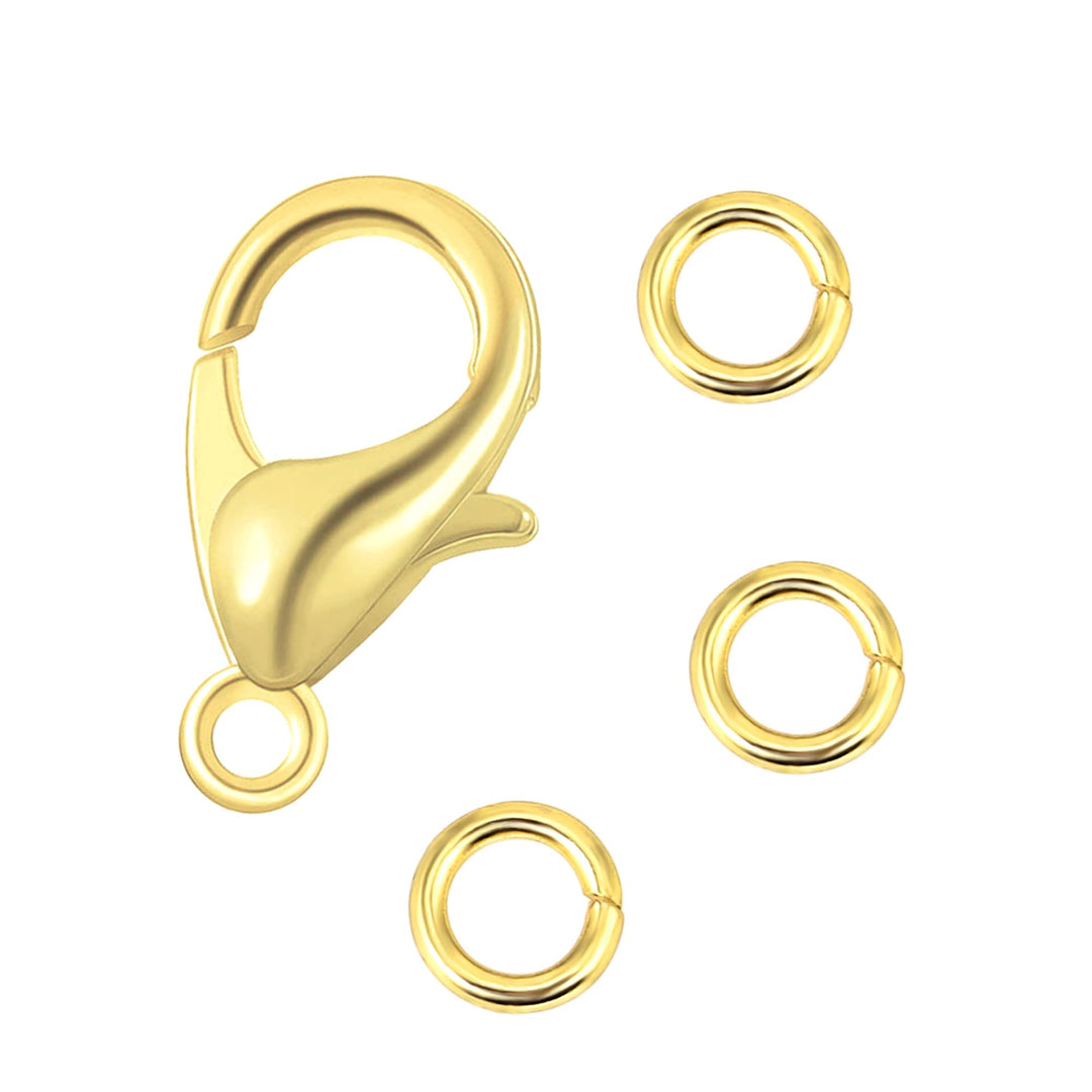 Wholesale Pack- Gold Plated 50 PCS 9mm Small Lobster Clasps and 100 PCS 4mm Open Jump Rings for Jewelry Making & Finding